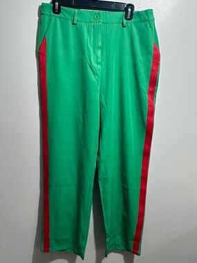 Green Track-Style Pants with Red Side Stripe Size XL (1277)